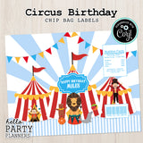 Circus Birthday Chip Bag Labels