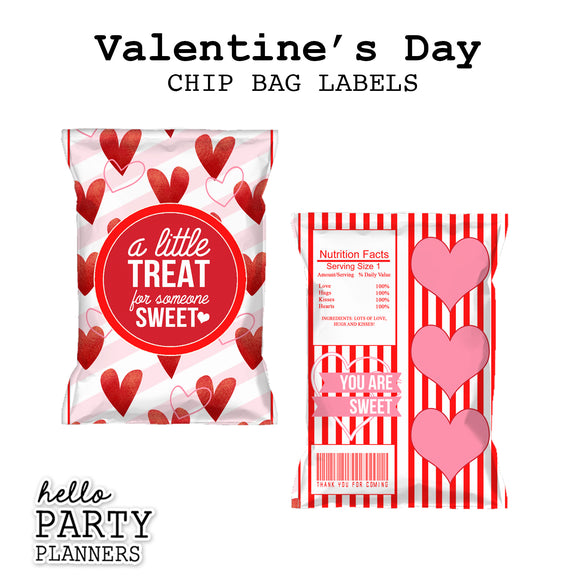 Valentine's Day Chip Bag Labels