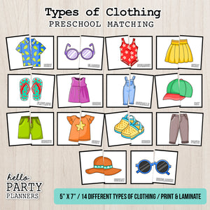 Types of Clothing Matching Preschool Game