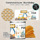 Construction Birthday Pringles Can Labels