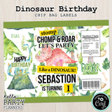 Dinosaur Birthday Chip Bag Labels