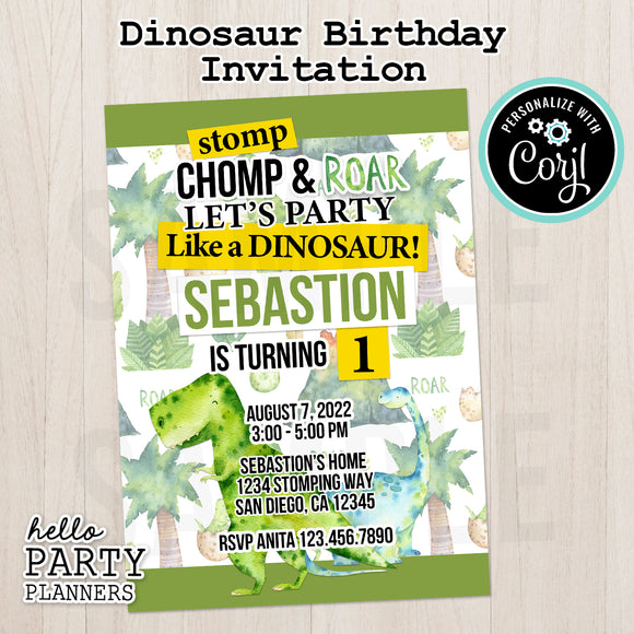 Dinosaur Birthday Invitation