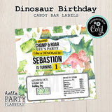 Dinosaur Birthday Chocolate Bar Labels