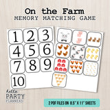 On the Farm Memory Matching Game