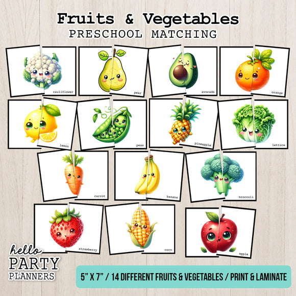 Fruits and Vegetables Matching Preschool Game