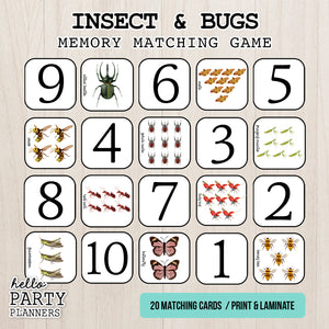 Insects Memory Matching Game