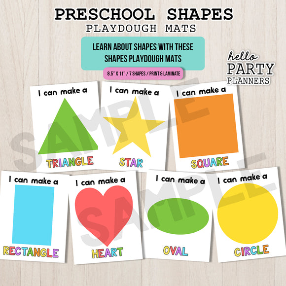 Preschool Shapes Playdough Mats