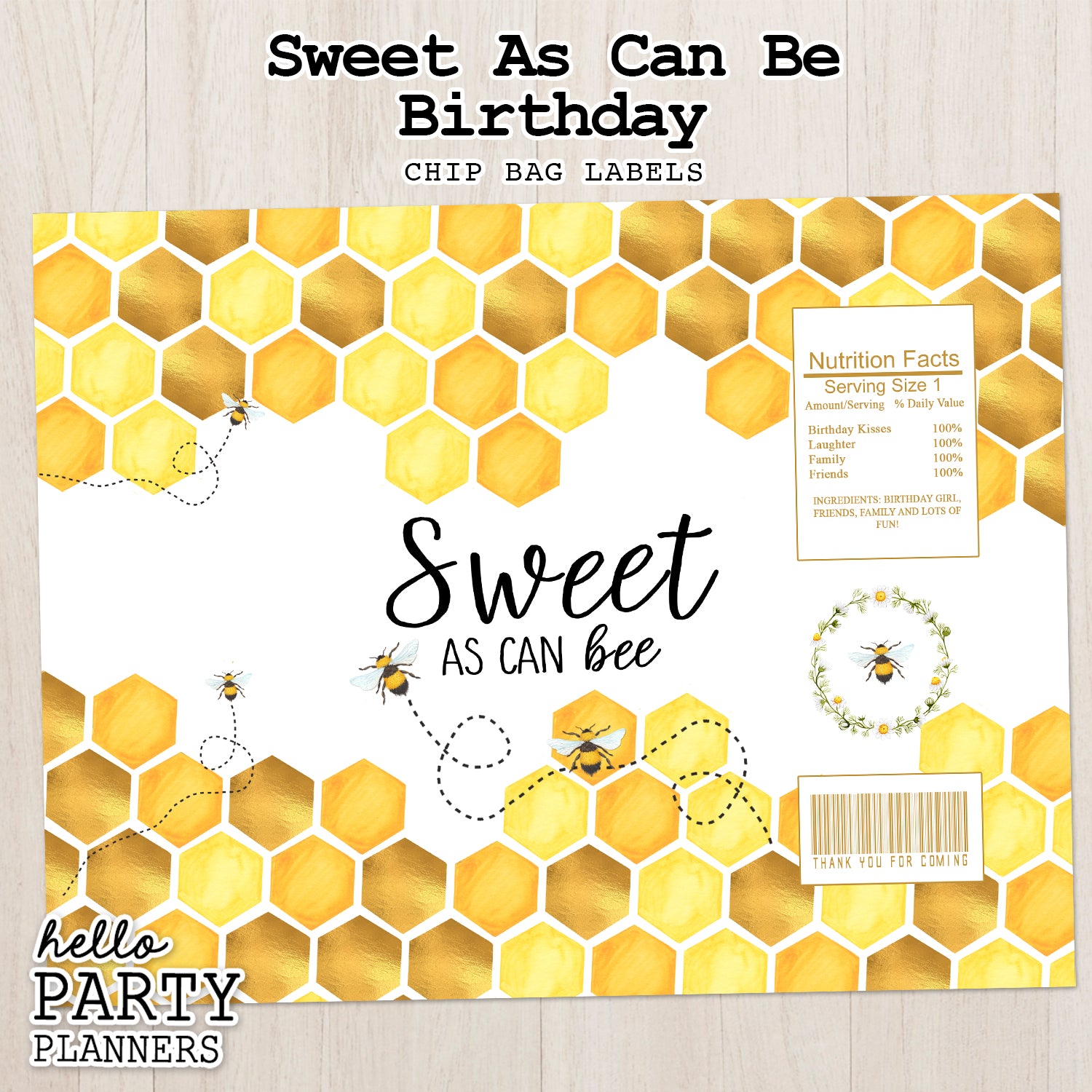 Bee Birthday Chip Bag Labels – Hello Party