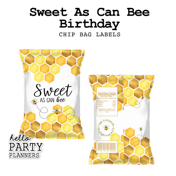 Bee Birthday Chip Bag Labels