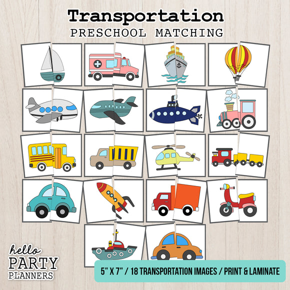 Transportation Matching Preschool Game