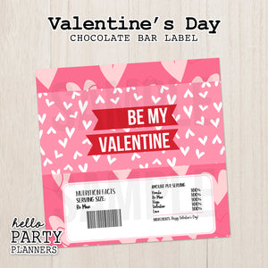 Valentine's Day Chocolate Bar Labels