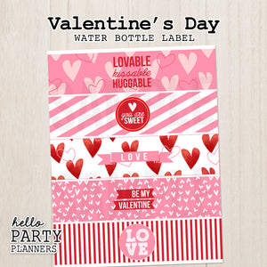 Valentine's Day Water Bottle Labels