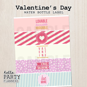 Valentine's Day Water Bottle Labels