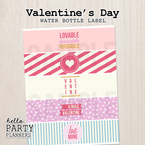 Valentine's Day Water Bottle Labels