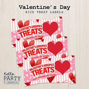 Valentine's Day Rice Krispies Treat Labels