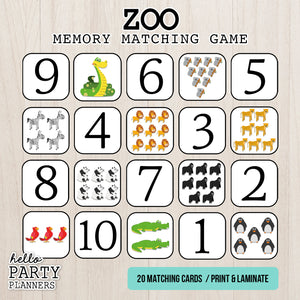 Zoo Memory Matching Game